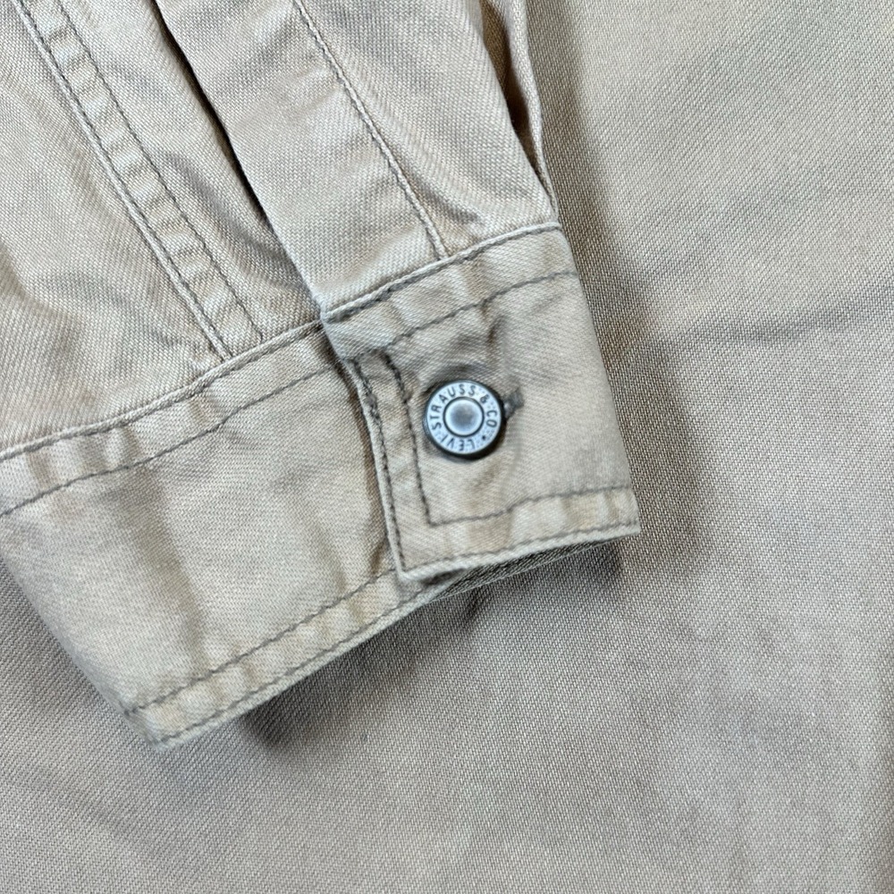 VTG 1995 Levis Denim Shirt Metal Button Long Sleeve Grunge XL RARE Golden Yellow - Picture 5 of 8